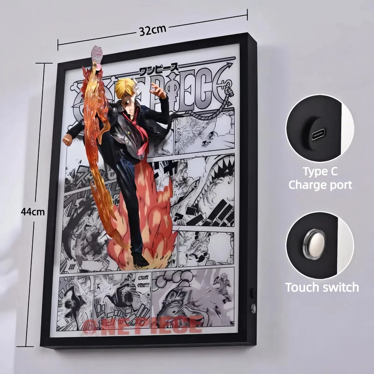 Pintura con luz del anime 3D de Sanji de One Piece