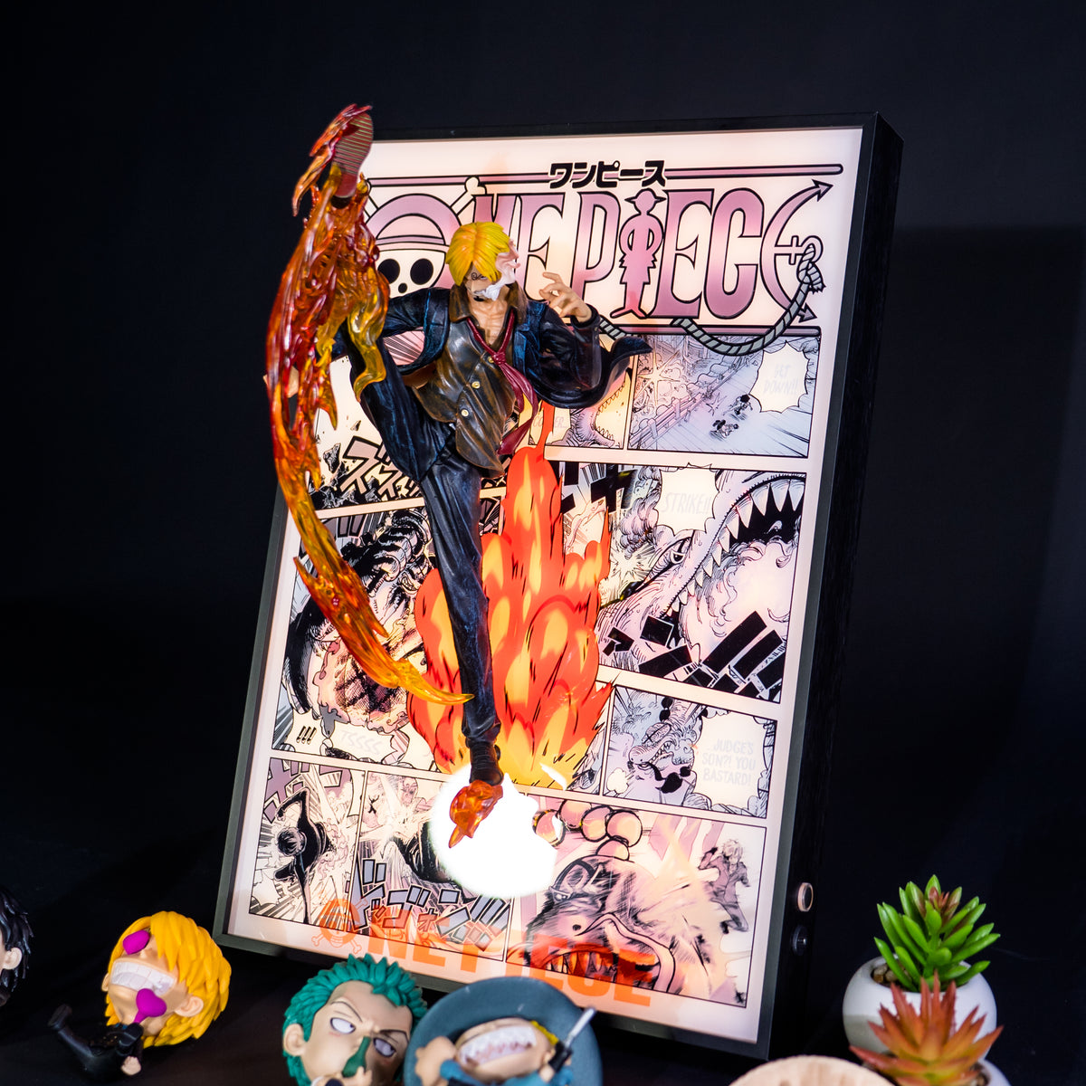 Pintura con luz del anime 3D de Sanji de One Piece