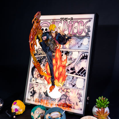 Pintura con luz del anime 3D de Sanji de One Piece