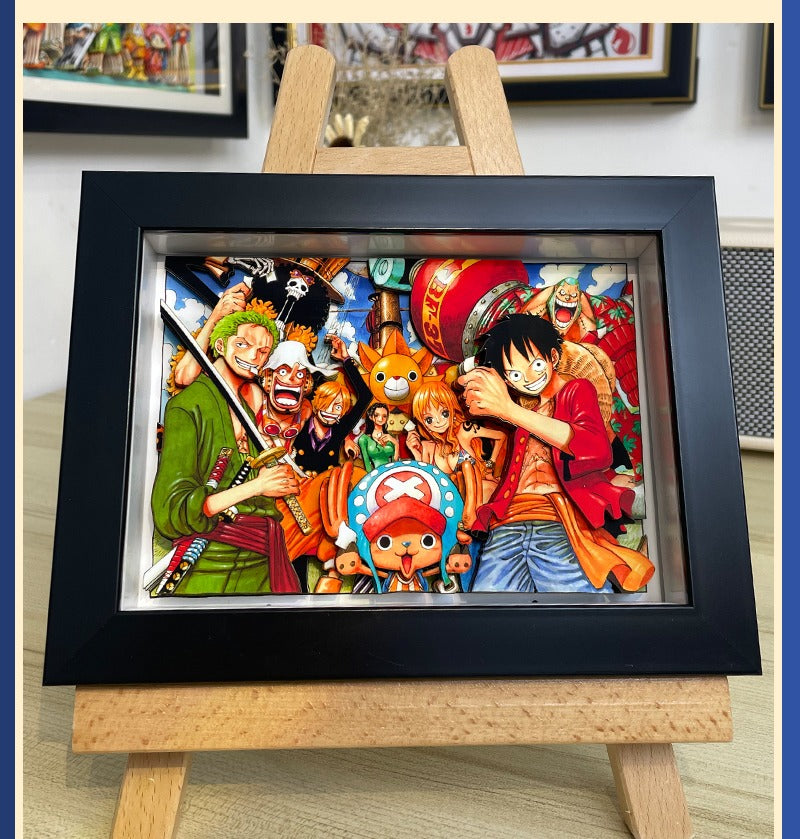 Figuras y arte para el hogar de la tripulación del sombrero de paja en 3D de One Piece