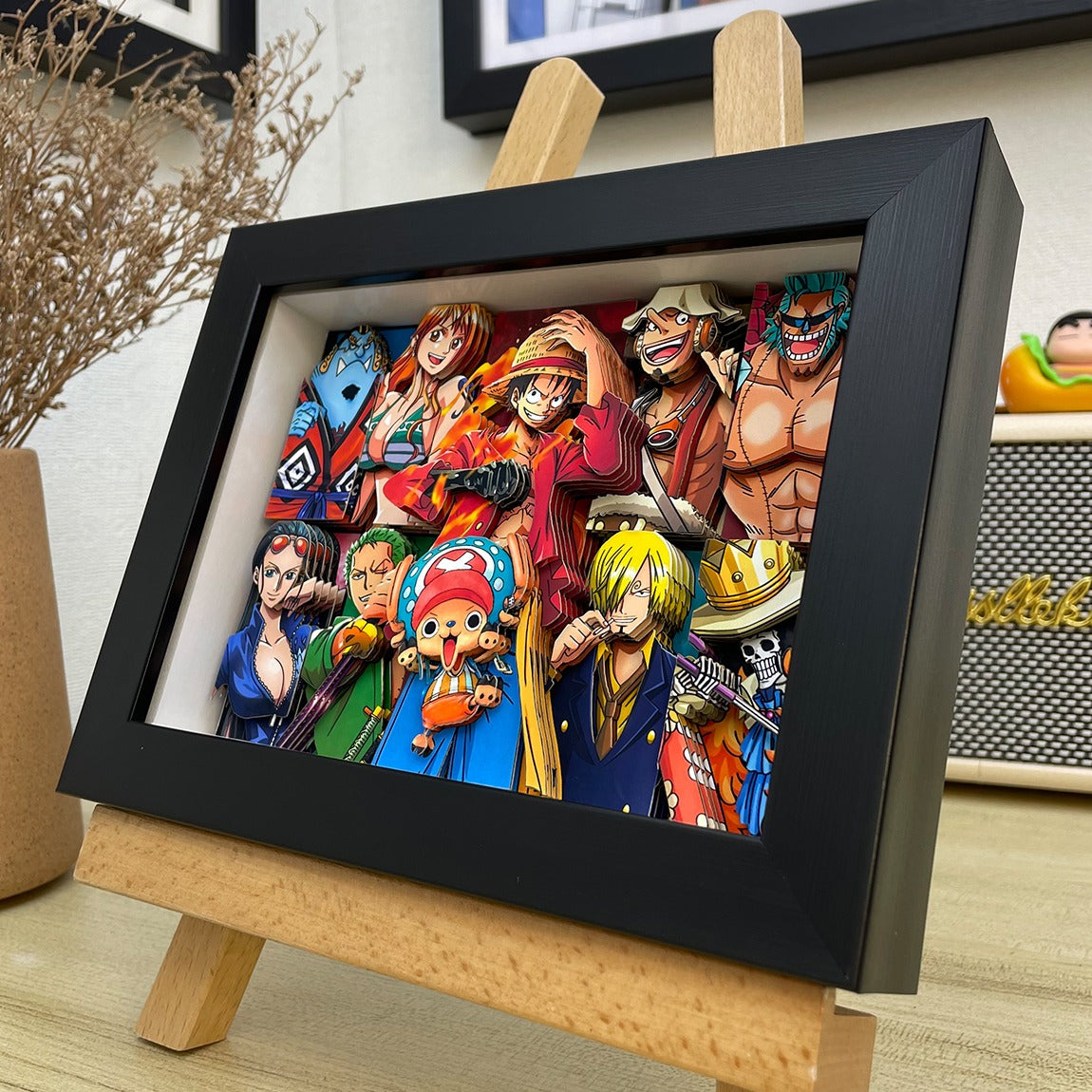 Figuras y arte para el hogar de la tripulación del sombrero de paja en 3D de One Piece