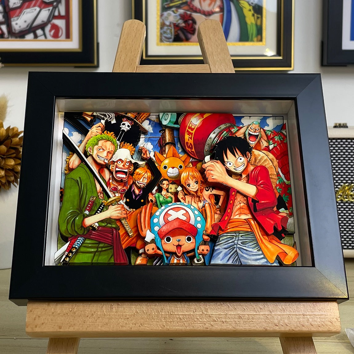 Figuras y arte para el hogar de la tripulación del sombrero de paja en 3D de One Piece