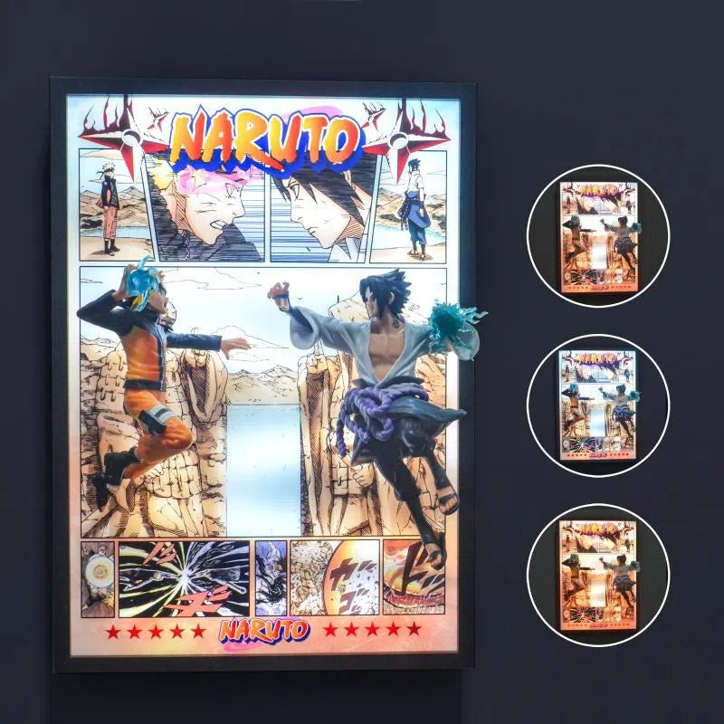 Naruto vs Sasuke 3D Light Painting - Anime Decor Lamp