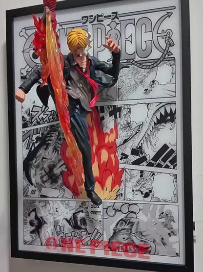 Pintura con luz del anime 3D de Sanji de One Piece
